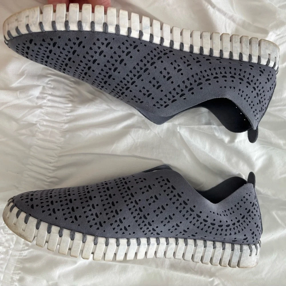 Isle Jacobson Denim Perforated Slip-On Women’s Shoes. 10. - Picture 5 of 6